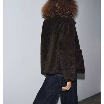 Women's 2025 New Joker Fall/Winter Double Velvet Zippered Turtleneck Jacket