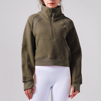 Women's new Joker Fall/Winter Yoga Clothing Semi-Zipper Stand-up Sports Sweater Loose Joker Leisure Yoga Top