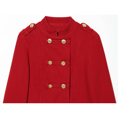 Women's button decoration short slim jacket Coat