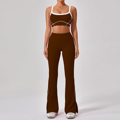 Women's new nude tight outdoor sports bra contrast suit
