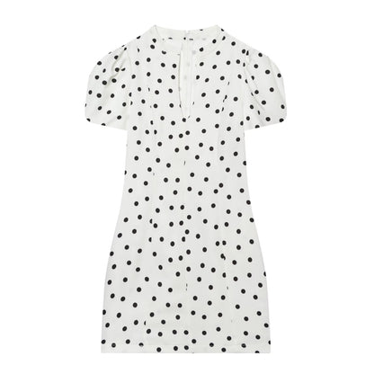 Women's O-Neck bubble sleeve mini dress
