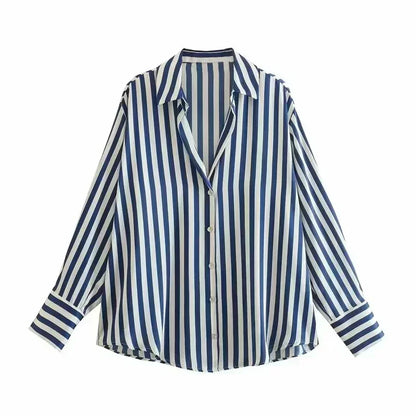Women 2026 New Fashion Flowy Satin Loose Shirts Blouses Vintage Long Sleeve Button-up Female Shirts Chic Tops