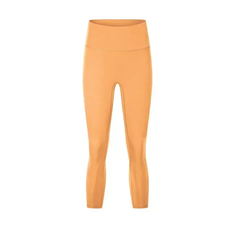 Women's Spring/Summer 2026 New Nude Yoga Cropped Pants With High Waist and Hip Lifting and Slimming Exercise Pants