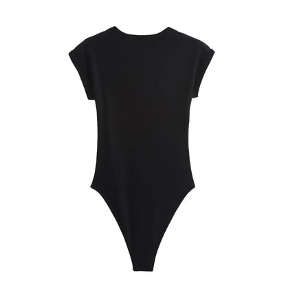 2026 Women's New Chic Fashion Multi Color Slim O Neck Ribbed Knitted jumpsuit Retro Short sleeved Women's Short jumpsuit