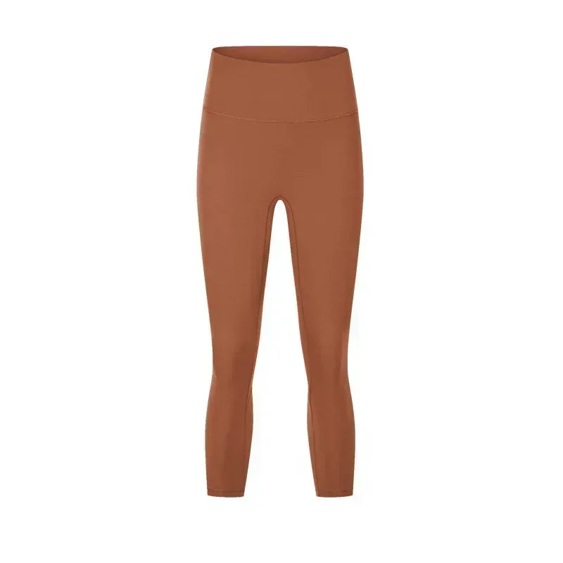 Women's Spring/Summer 2026 New Nude Yoga Cropped Pants With High Waist and Hip Lifting and Slimming Exercise Pants