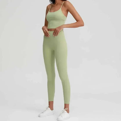 Women's Explosions Sanding Nude High Waist Yoga Suit Women's Fitness Suit Beauty Back Sports Bra.