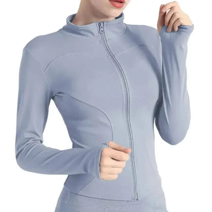 High Elastic Stand-up Collar Slim Fitness Clothes Slim Yoga Top Sports Coat Yoga Clothes