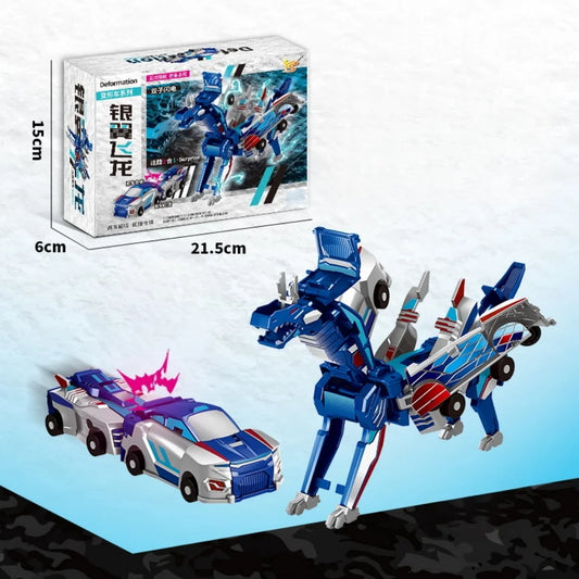 BlazeCrash™ 2 in 1 Silver Wing Flying Dragon & Car Toy