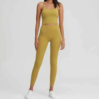 Women's Explosions Sanding Nude High Waist Yoga Suit Women's Fitness Suit Beauty Back Sports Bra.