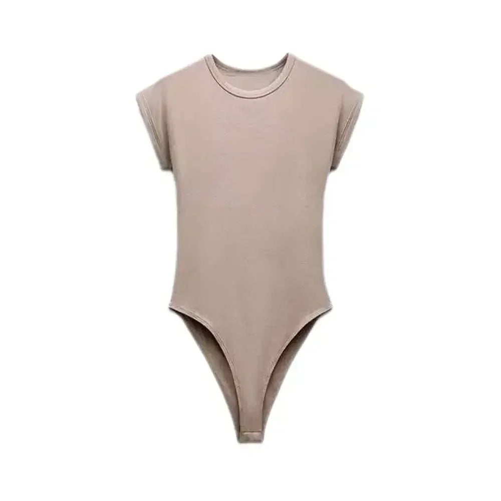 2026 Women's New Chic Fashion Multi Color Slim O Neck Ribbed Knitted jumpsuit Retro Short sleeved Women's Short jumpsuit