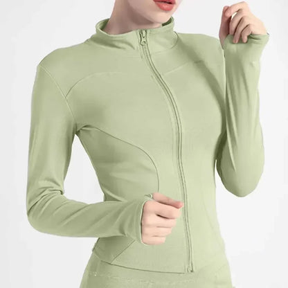 High Elastic Stand-up Collar Slim Fitness Clothes Slim Yoga Top Sports Coat Yoga Clothes