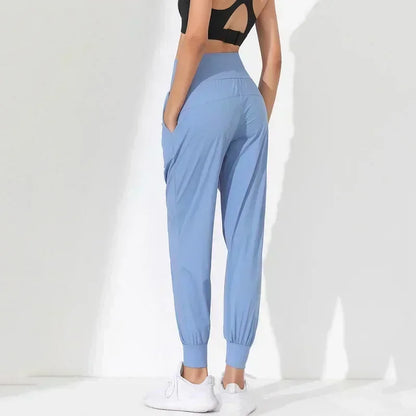 Yoga Pants Loose Slim Quick-Dry Yoga Pants Pleated Hem Bound Running Fitness Capris