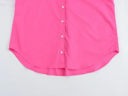 Women's 2026 New Fashion Loose Basic Style Casual Poplin Shirt Retro Long Sleeve Button up Women's Shirt Unique Top