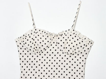 Women's tight corset style polka dot MIDI dress
