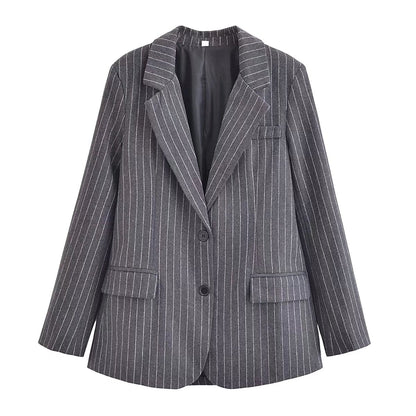 suit Women's 2 pieces Lapel fine stripe Blazer Coat+Skirts
