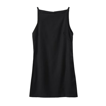 Women's sleeveless linen blend square neck dress