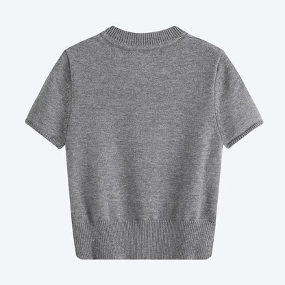 Women's short sleeved breasted knitted top