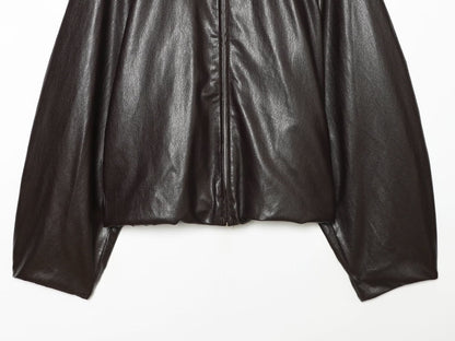 Women's leather effect pleated jacket
