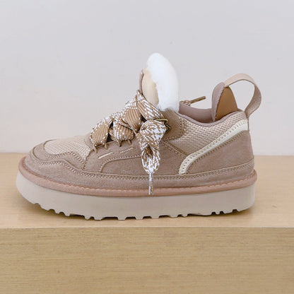 Women's new lace-up anti-slip high-top warm velvet snow shoes