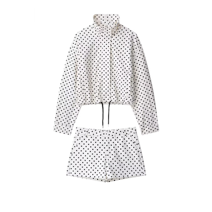 suit Women's 2 pieces polka dot chiffon Coat+shorts