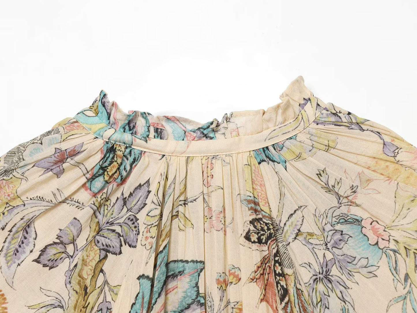 Women's cotton blend printed lace up top