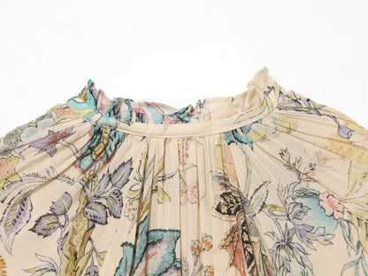 Women's cotton blend printed lace up top