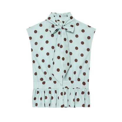 Women's polka dot bow sleeveless shirt