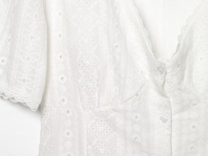 Women's hollow embroidery mini dress