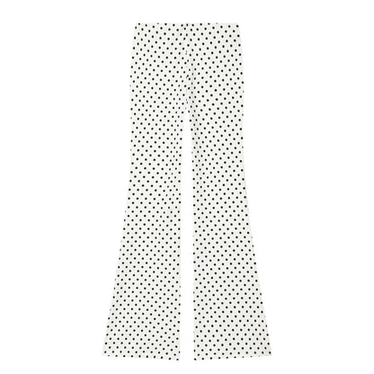 suit Women's 2 pieces elastic wave point hanging neck top+flared pants