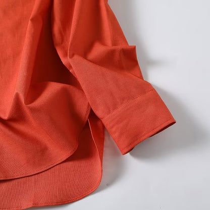Women's casual linen blended Lapel shirt