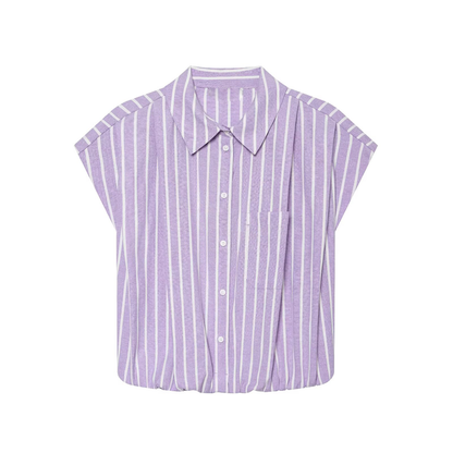 Women's striped short lapel shirt