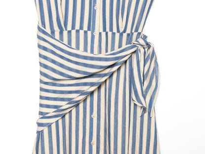 Women's detachable waist design striped dress