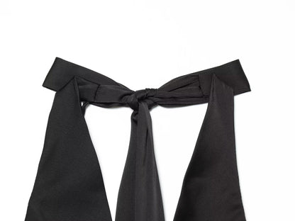 Women's satin textured halter neck dress