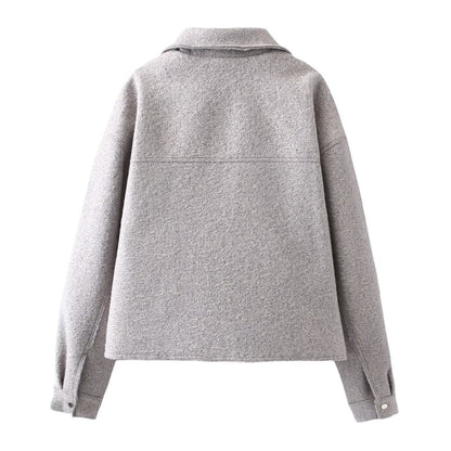 Women's lapel pocket decoration short jacket Coat