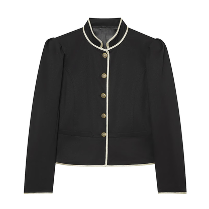 Women's slim contrasting color trimmed Blazer Coat