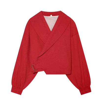 Women's buckle decorative short Coat