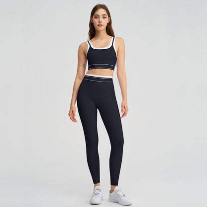 Women's new contrast hip pants running sports bra yoga suit