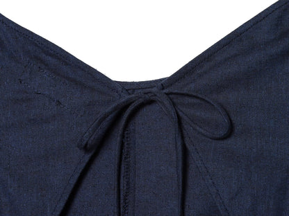 Women's backless linen blended MIDI dress