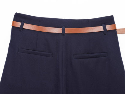 Women's with Belt rolled hem design casual pants
