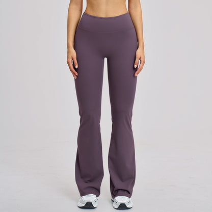 LU Women's new sanding high waist yoga pants tight wide leg flared pants