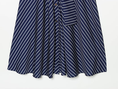 Women's with belt striped shirt style dress