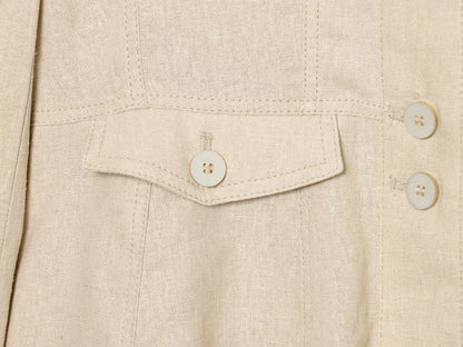 Women's linen blended slim stand collar Coat