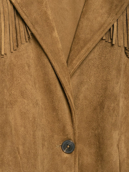 Women's suede texture effect tassel jacket Coat