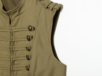 suit Women's 2 pieces button decoration short cotton vest+shorts