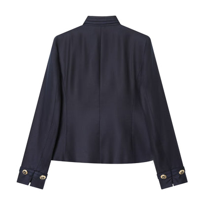 Women's gold button decoration slim Blazer Coat