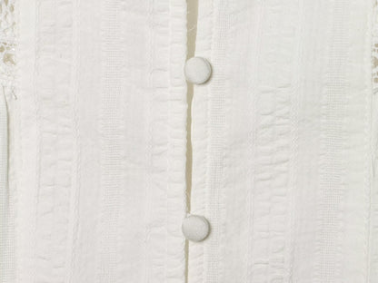 Women's pleated lace decorative casual shirt