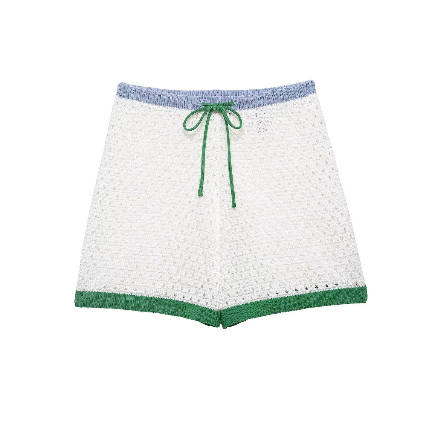 suit Women's 2 pieces hollow knitted polo shirt+shorts