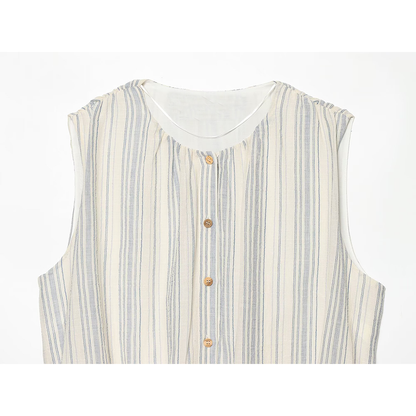 suit Women's 2 pieces sleeveless O Neck striped shirt+Skirts