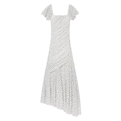 Women's slim pleated polka dot dress