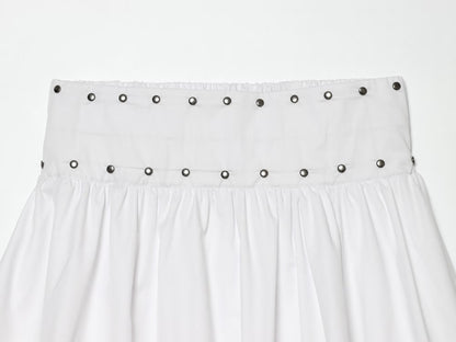 Women's rivet decorated balloon version MIDI skirt